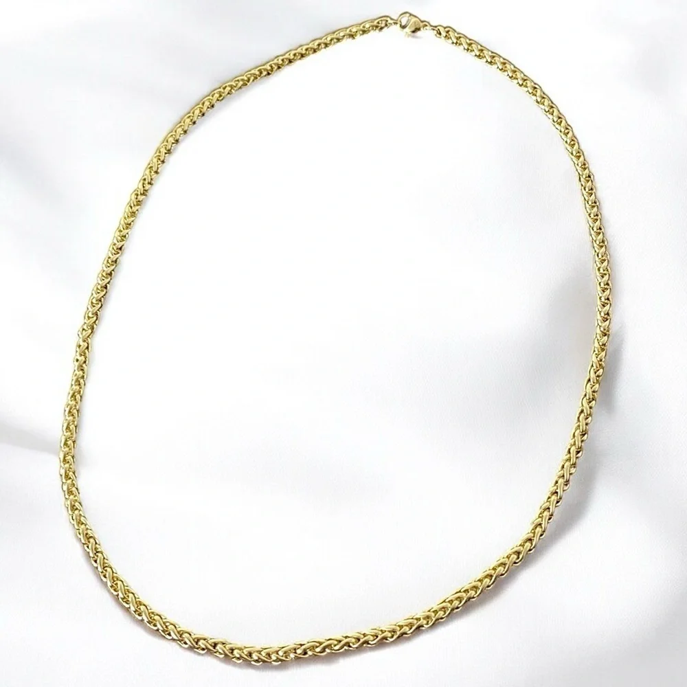 Classic 22 inch 4mm 18k Gold Plated Wheat Chain Necklace - Gold